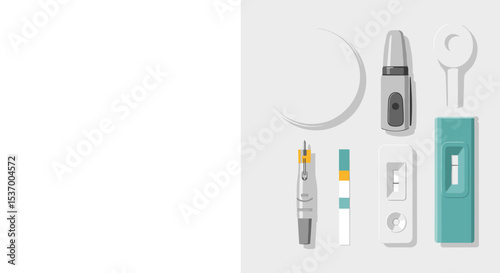 HIV Testing Supplies and Tools on Neutral Background for Health Awareness Campaigns, Educational Resources, Medical Information, and Social Media Content
