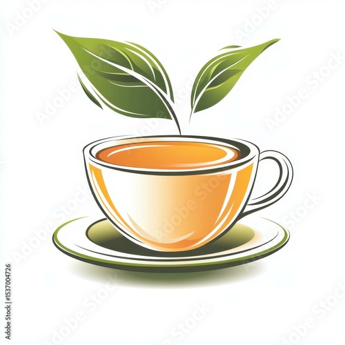 Freshly brewed cup of herbal tea with green leaves symbolizing natural health benefits