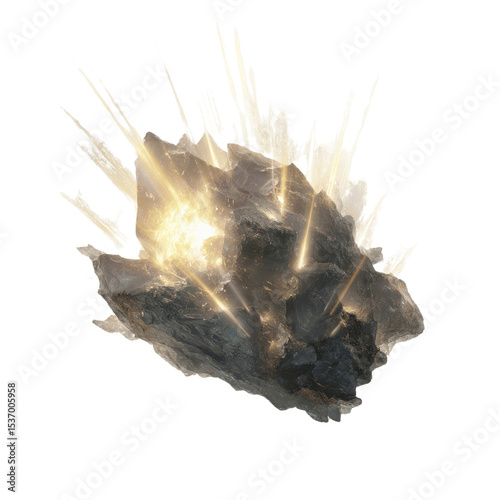 Exploding Meteoroid with Glowing Fragments