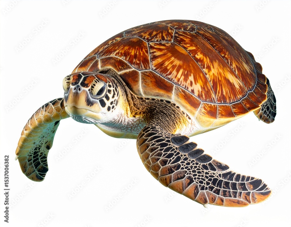 Obraz premium Retrato de estudio de tortuga marina sobre fondo blanco