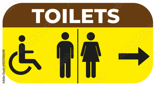 TOILET SIGN – Accessible Bathroom Symbol with Male and Female Icons and Arrow