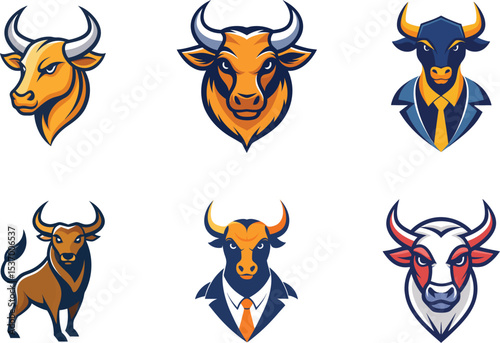 Powerful Bull Mascot Designs Perfect for Branding Logos and Company Identity a Strong Symbol of Success