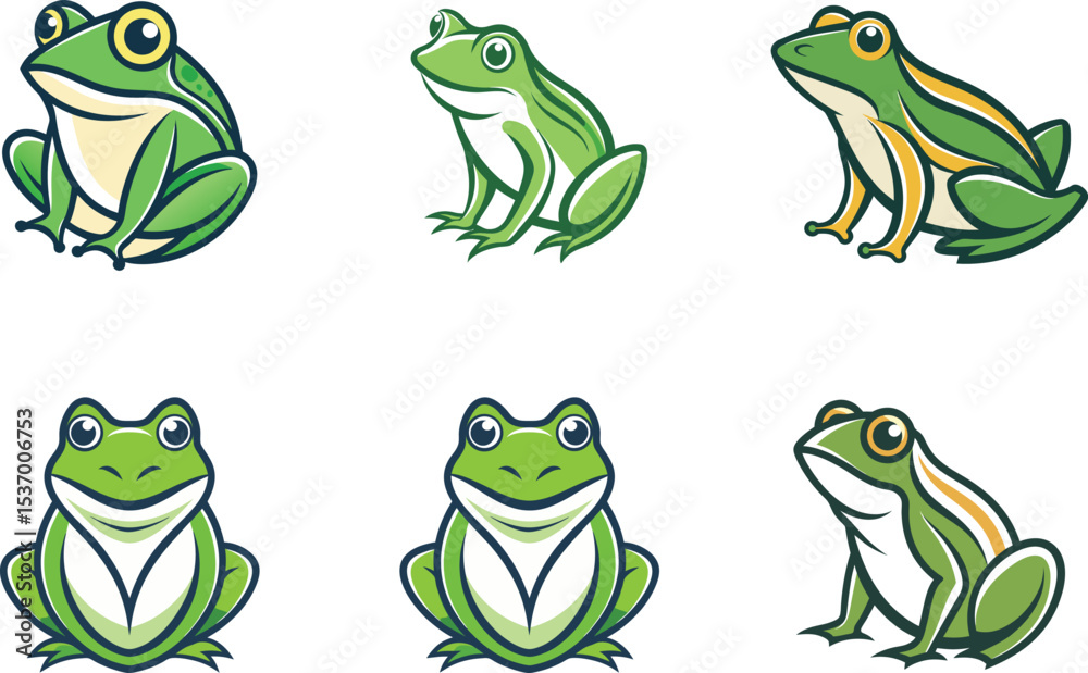 Obraz premium Adorable Frog Poses Collection Perfect for Logos Branding and Mascot Designs