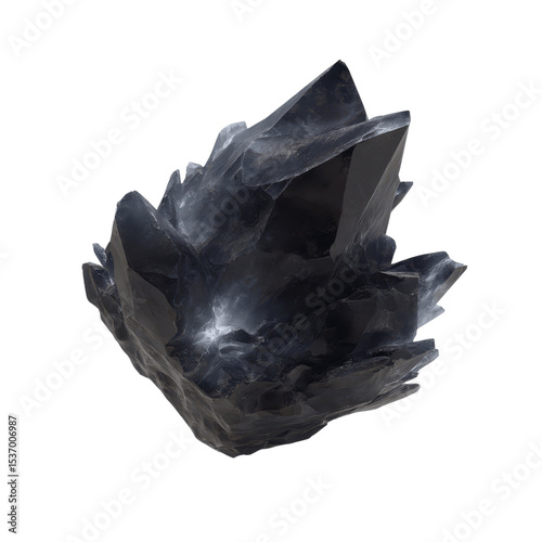 Intricate Black Crystal Cluster, Detailed Macro Photography of a Unique Mineral Specimen