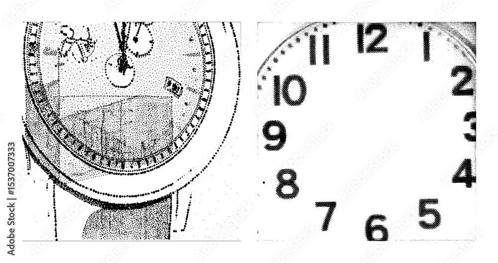 Naklejka premium Vector Detailed watch face with numerals and hands.