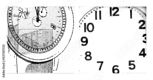 Vector Detailed watch face with numerals and hands.