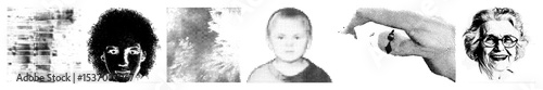 Vector Progressive Portrait Series Depicting Facial Transformations