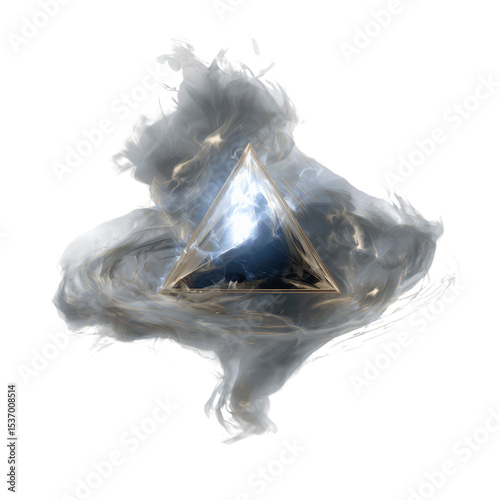 Triangular Crystal Within a Vortex of Smoke and Light