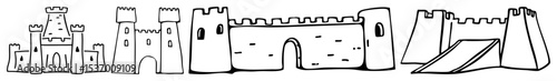 Vector Medieval towers and walls .