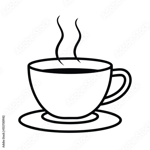 A detailed illustration of a steaming cup of tea perfect for menus websites or tea related designs