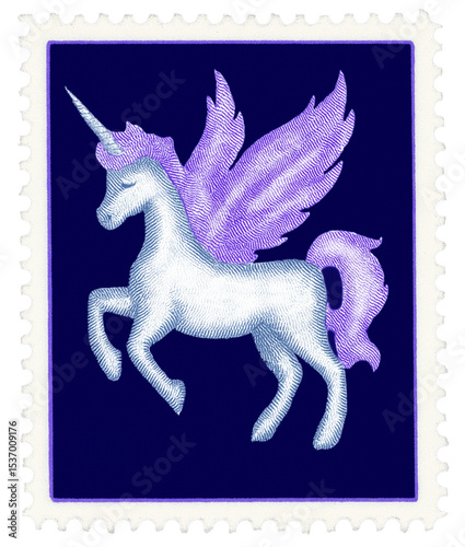 unicorn flying stamp 