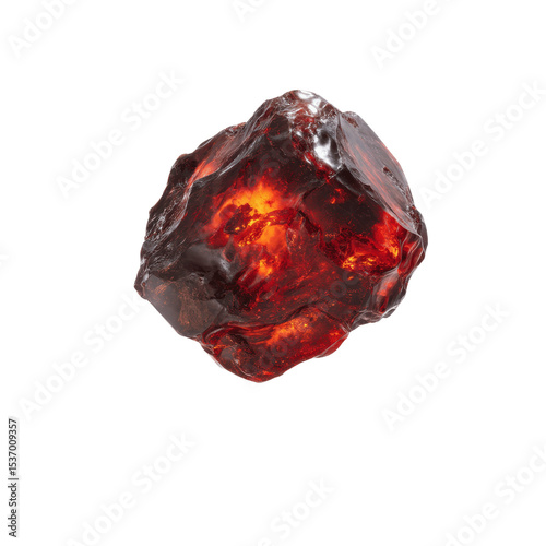 Luminous Red Amber Stone, Glowing Gemstone, Raw Mineral Specimen