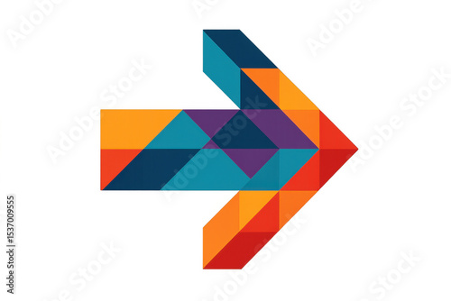 Geometric arrow pointing right, crafted from vibrant triangles, featuring a transparent background, embodying modern design and dynamic direction Free Download Geometric arrow pointing right, crafted from vibrant triangles, featuring a transparent background, embodying modern design and dynamic direction - GFXLoad