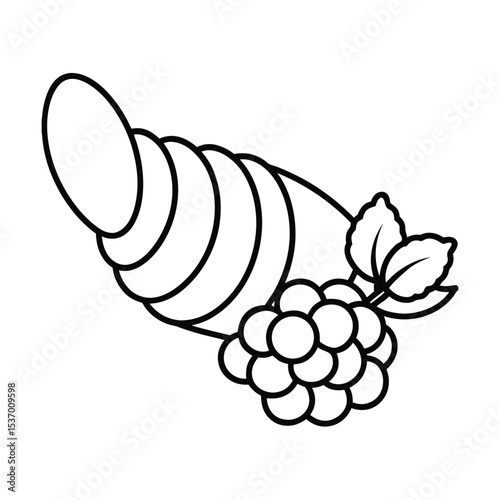 Abundant autumn harvest cornucopia overflowing with fruits vegetables and grains
