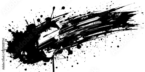 Vector stylish black banner with ink splash
