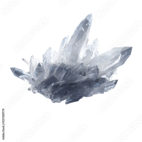 Stunning Cluster of Smoky Quartz Crystals on Isolated Transparent background