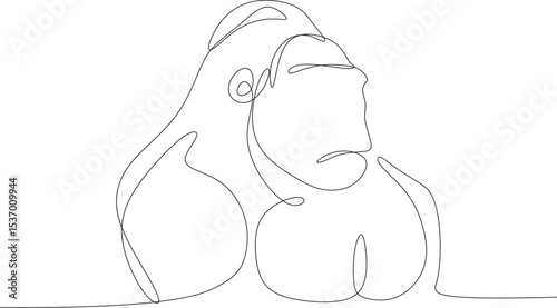 Gorilla Line art vector illustration. Continuous one single minimal line drawing Gorilla