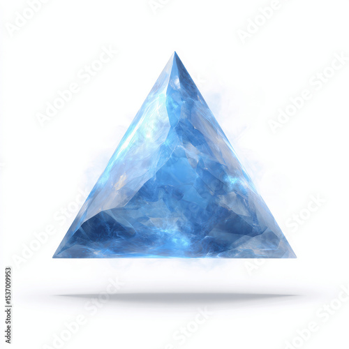 Glowing Blue Crystal Pyramid - Abstract 3D Render