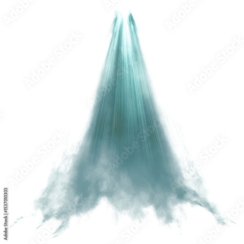 Abstract Teal and White Mountain Peak, Digital Art, 3D Render