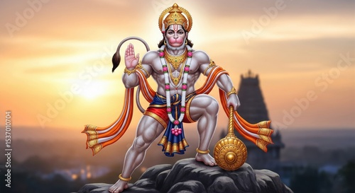Wallpaper Mural Lord Hanuman Ji 4K HD Desktop Wallpaper | Hanuman Ji Divine Animated Background 16:9 | Hanuman Jayanti Spiritual Wallpaper for PC Torontodigital.ca