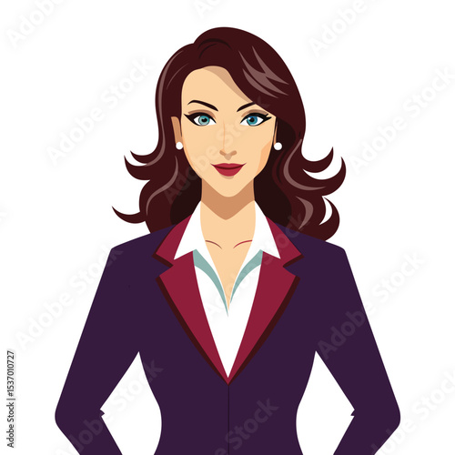 Beautiful brunette woman in a business suit. Vector illustration.