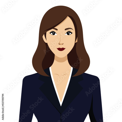 Beautiful brunette woman in a business suit. Vector illustration.