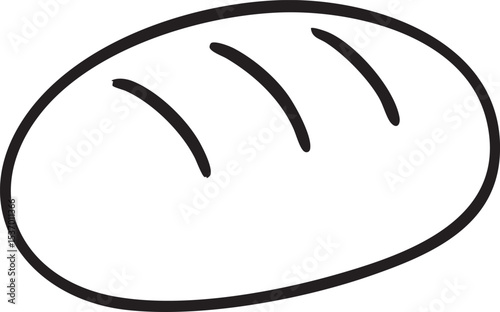 Simple Loaf of Bread Outline with Three Slices on Top in Black and White minimalist black