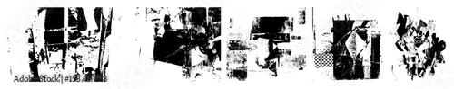 Vector Abstract distressed typographic with fragmented shapes.