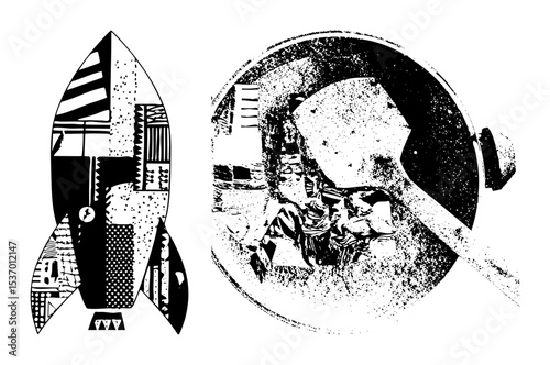 Vector Retro and astronaut helmet vector .