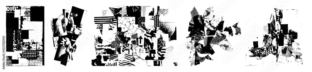 Fototapeta premium Vector Abstract geometric shapes create a dynamic fragmented composition.