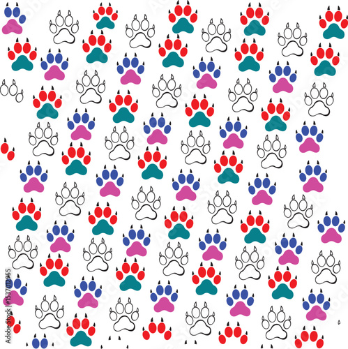 colorful dog paw vector drawing