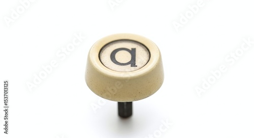 Single vintage typewriter keycap with letter engraving, isolated on white background. Generative AI