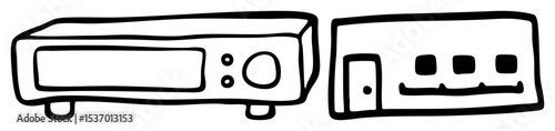 Vector Two kitchen appliances a microwave and a toaster are illustrated in a simple vector style.