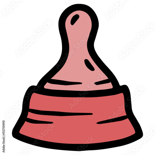 Hand drawn vector illustration of a bottle nipple, pink color