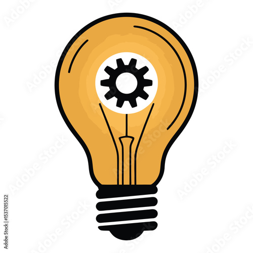 Lightbulb with a gear inside represents an innovative idea