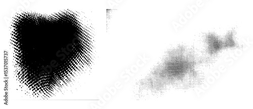 Vector Abstract halftone dots forming a dynamic burst and cloud shapes.