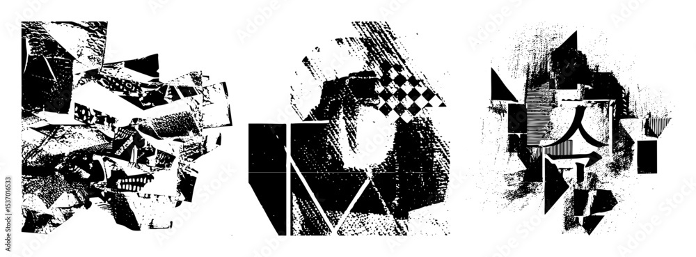 Obraz premium Vector Abstract geometric shapes create a dynamic fragmented composition.