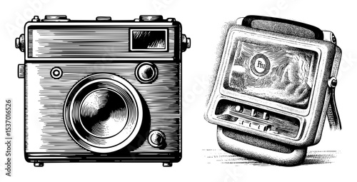 Vector Vintage cameras showcases classic equipment.