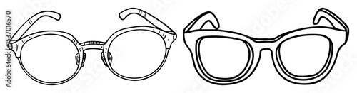 Vector Distinct eyewear designs featuring classic and playful glasses illustrations.