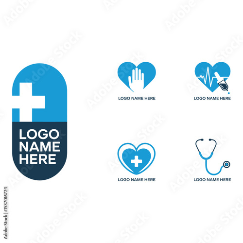 Medical and healthcare logo designs isolated on white background