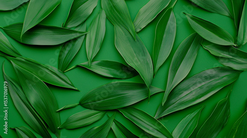 Green tropical leaves pattern background
