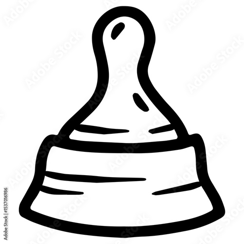 Hand drawn vector illustration of a baby bottle nipple, linear style