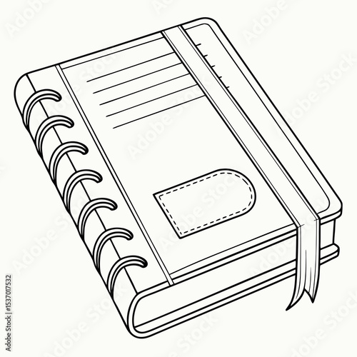 Spiral bound notebook sketch line art illustration design