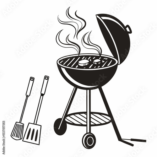 Delicious bbq grill cooking burgers outdoor summertime fun