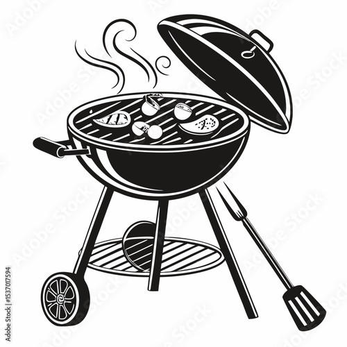 Delicious bbq grill cooking food summertime outdoors