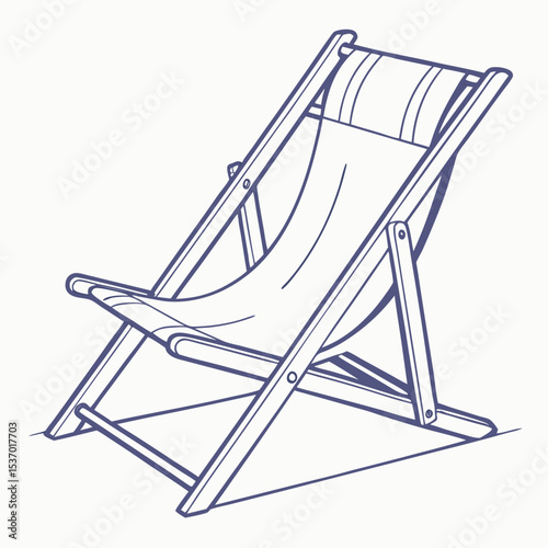 Relaxing wooden deck chair summer beach vacation