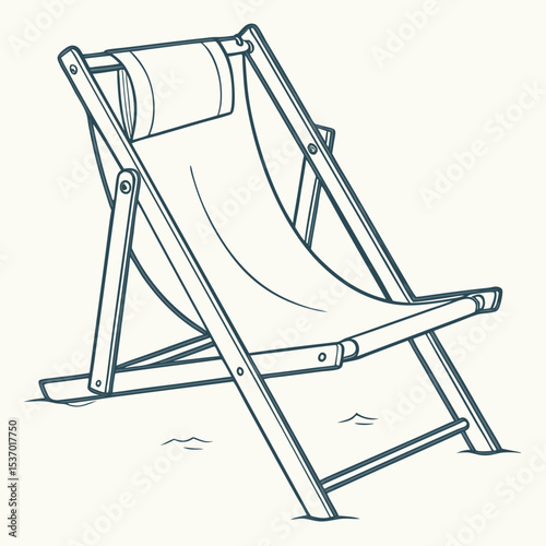 Classic wooden beach deck chair summer relaxation vacation