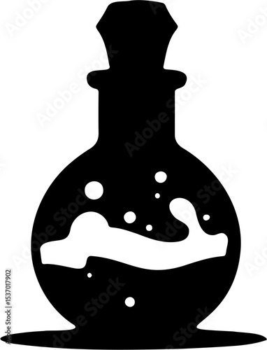 vector illustration of potion bottle silhouette, isolated on white