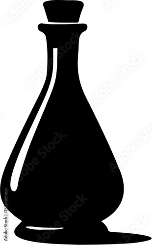 vector illustration of potion bottle silhouette, isolated on white