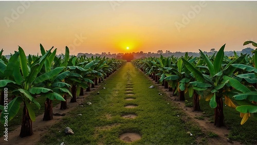 Banana Plantation at Sunset